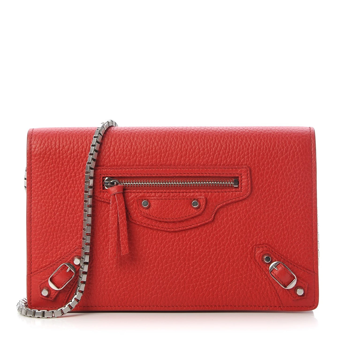 Vibrato Calfskin Classic Silver Hardware Wallet on Chain Rouge Cerise