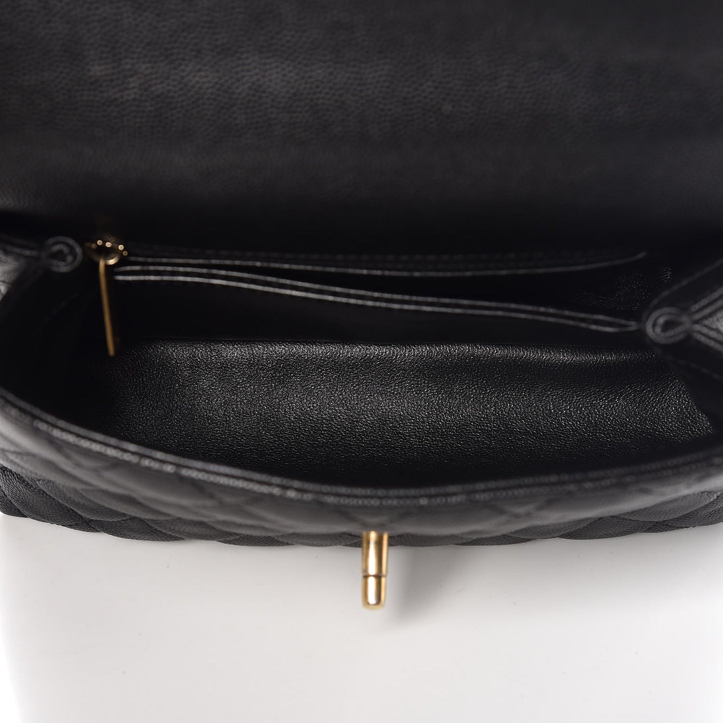 Caviar Lizard Quilted Mini Coco Handle Flap Black