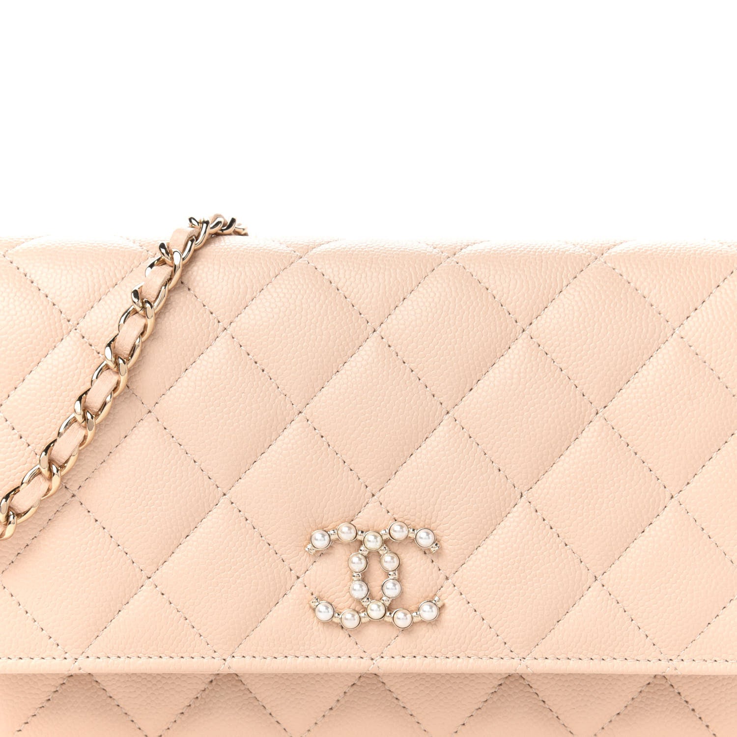 Chanel Caviar Quilted Coco Candy Wallet On Chain WOC Beige 10 of 10