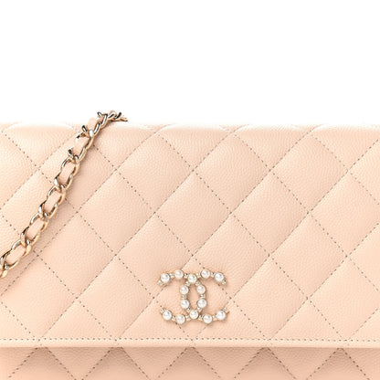 Chanel Caviar Quilted Coco Candy Wallet On Chain WOC Beige 10 of 10