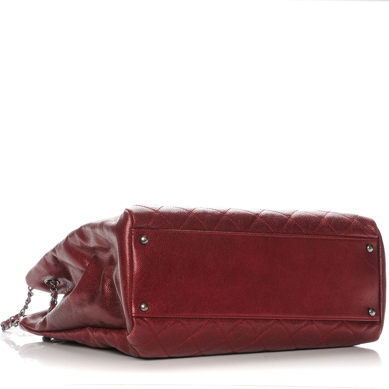 Chanel Iridescent Caviar Quilted Tall Chic Shopping Tote Red 4 of 7