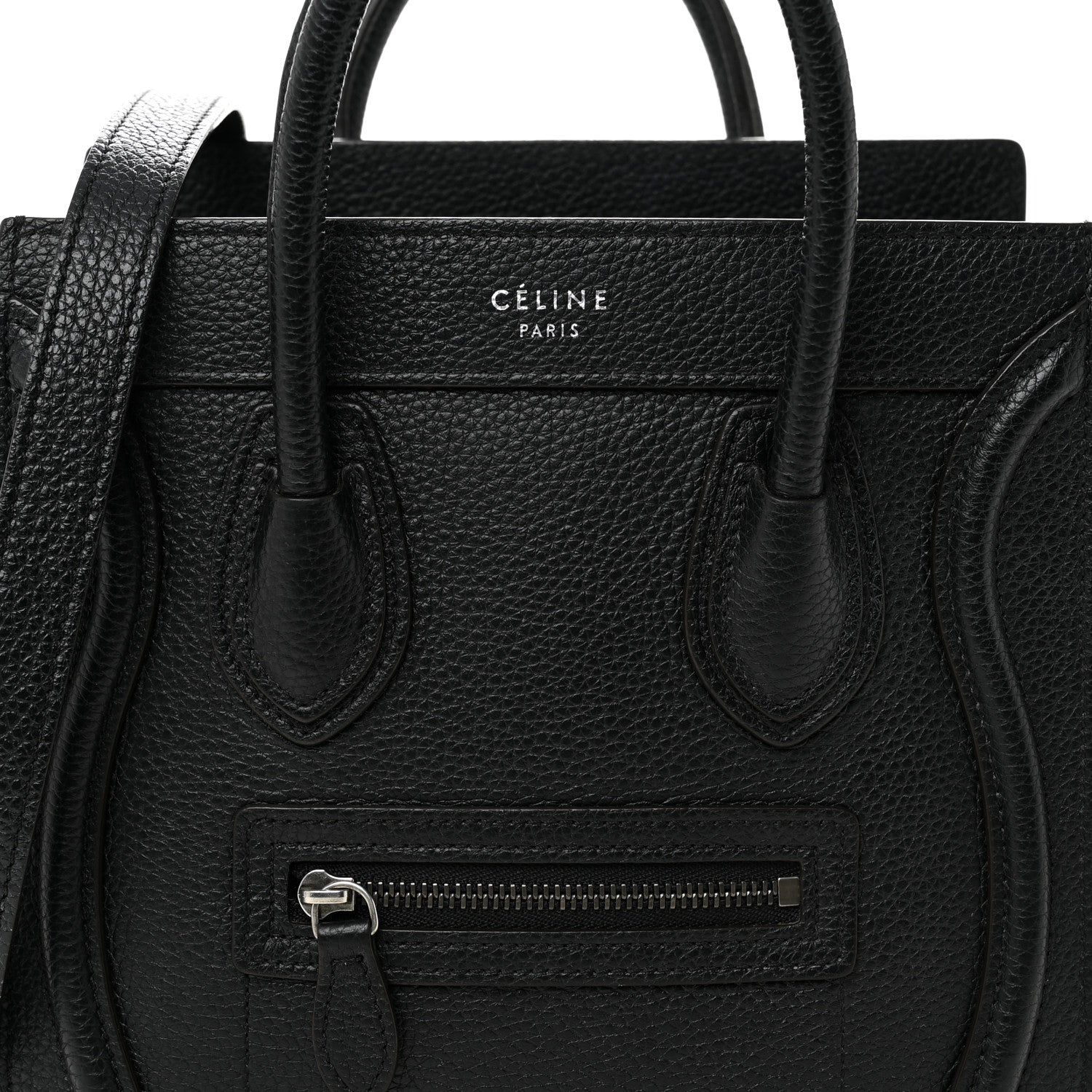 Celine Drummed Calfskin Nano Luggage Black 7 of 9