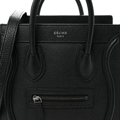 Celine Drummed Calfskin Nano Luggage Black 7 of 9