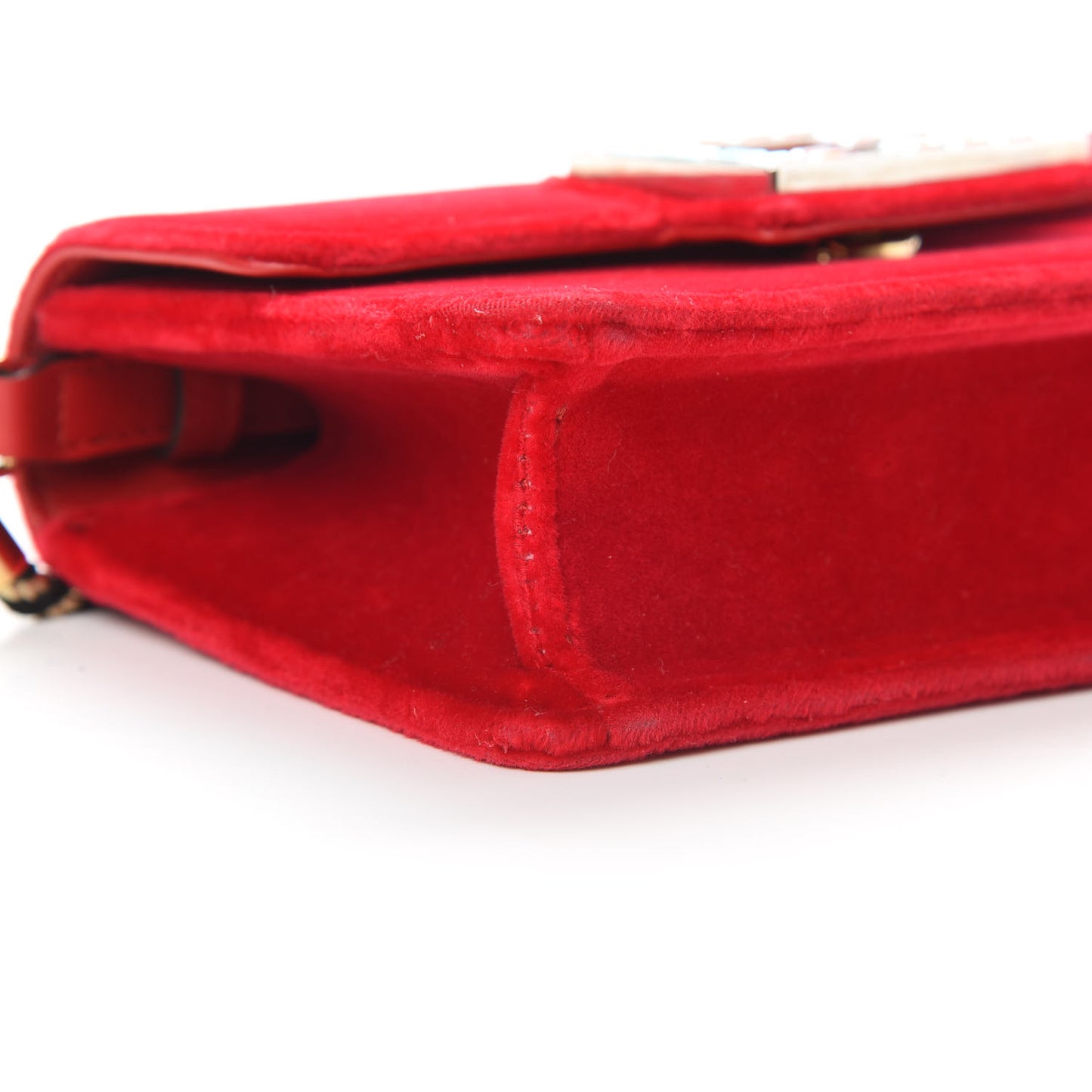 Velvet Crystal Square G Shoulder Bag Red