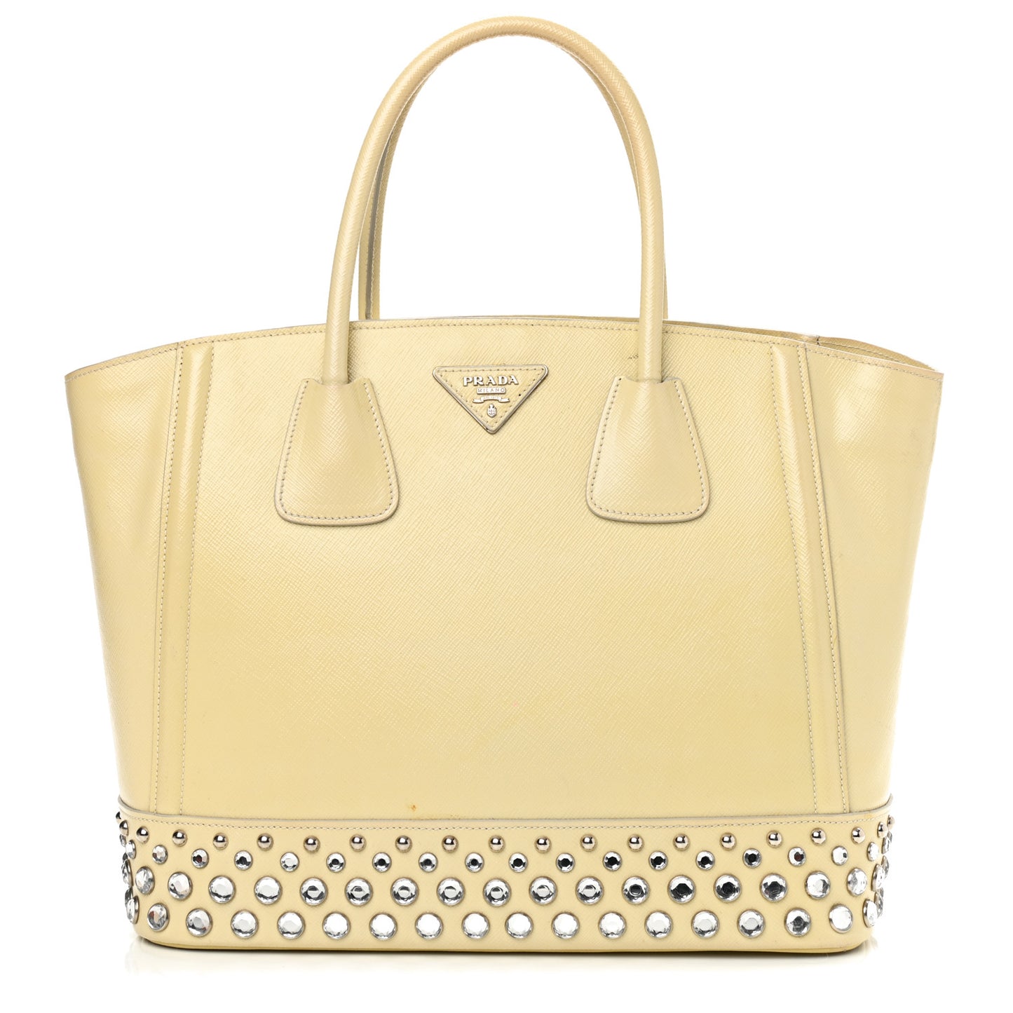 Saffiano Vernice Crystal Studded Tote Talco