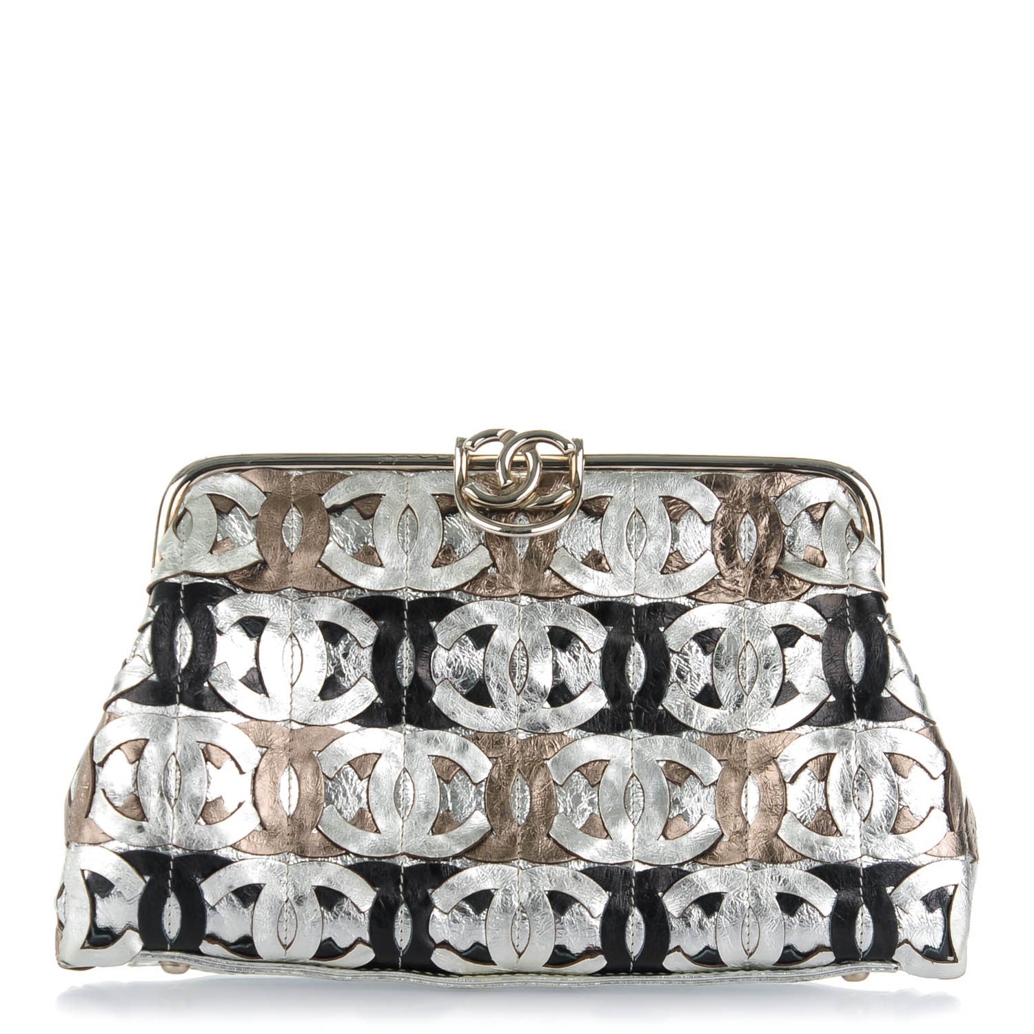 Chanel Crackled Calfskin CC Mix Frame Clutch Bronze 1 of 8