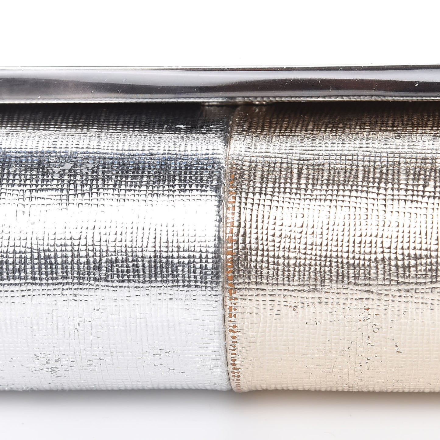 Vitello Mirror Elite Bi-Color Mini Rush Clutch Argento Champagne