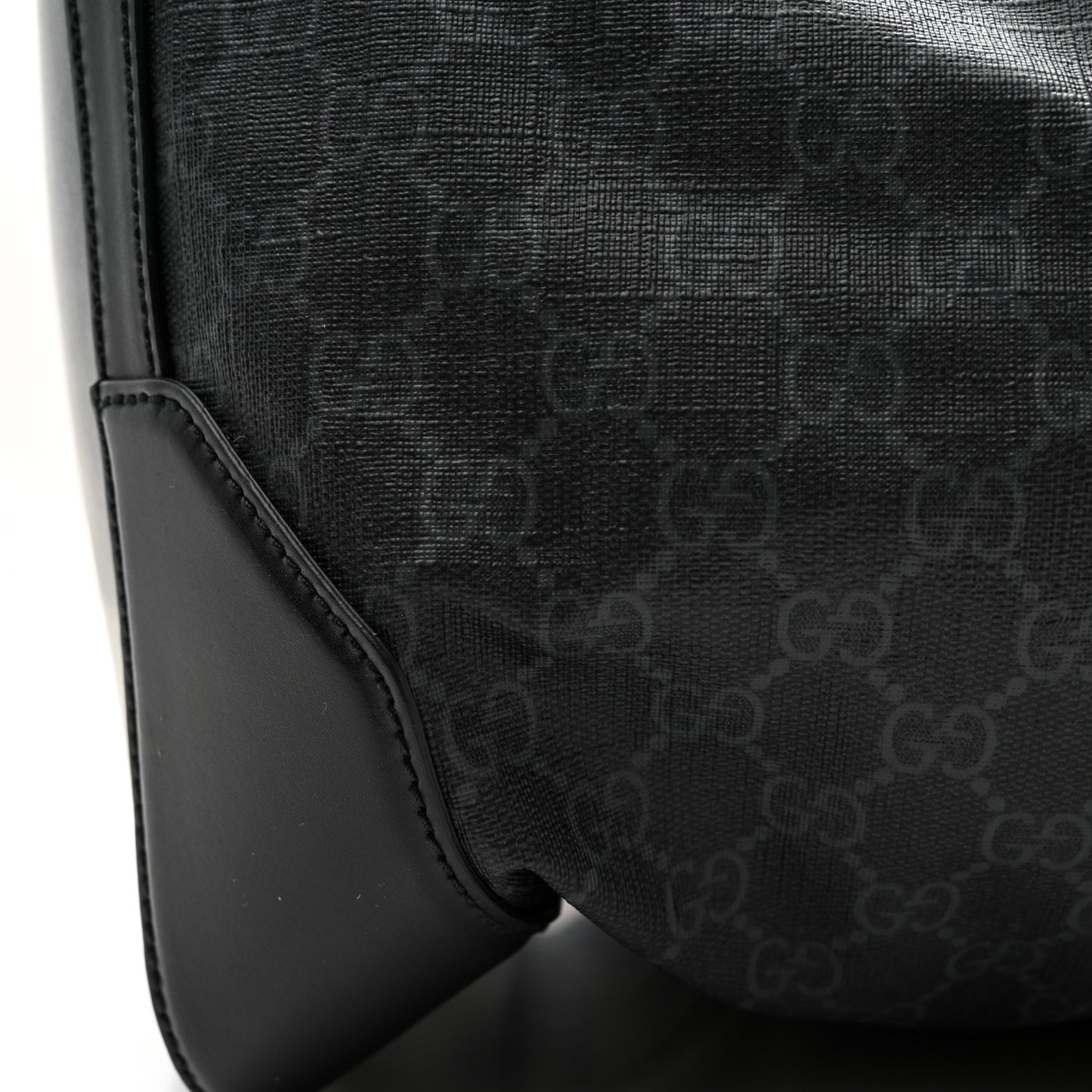 Soft GG Supreme Monogram Appia Calfskin Web Large Carry On Duffle Bag Black Grey