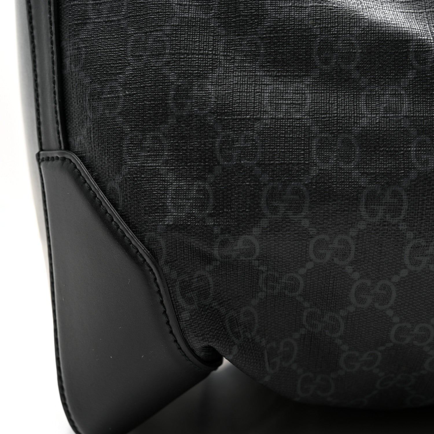 Gucci Soft GG Supreme Monogram Appia Calfskin Web Large Carry On Duffle Bag Black Grey 13 of 14