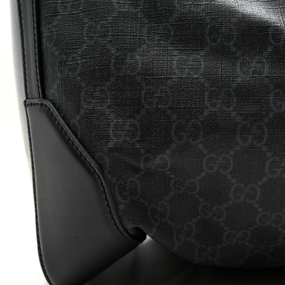 Gucci Soft GG Supreme Monogram Appia Calfskin Web Large Carry On Duffle Bag Black Grey 13 of 14