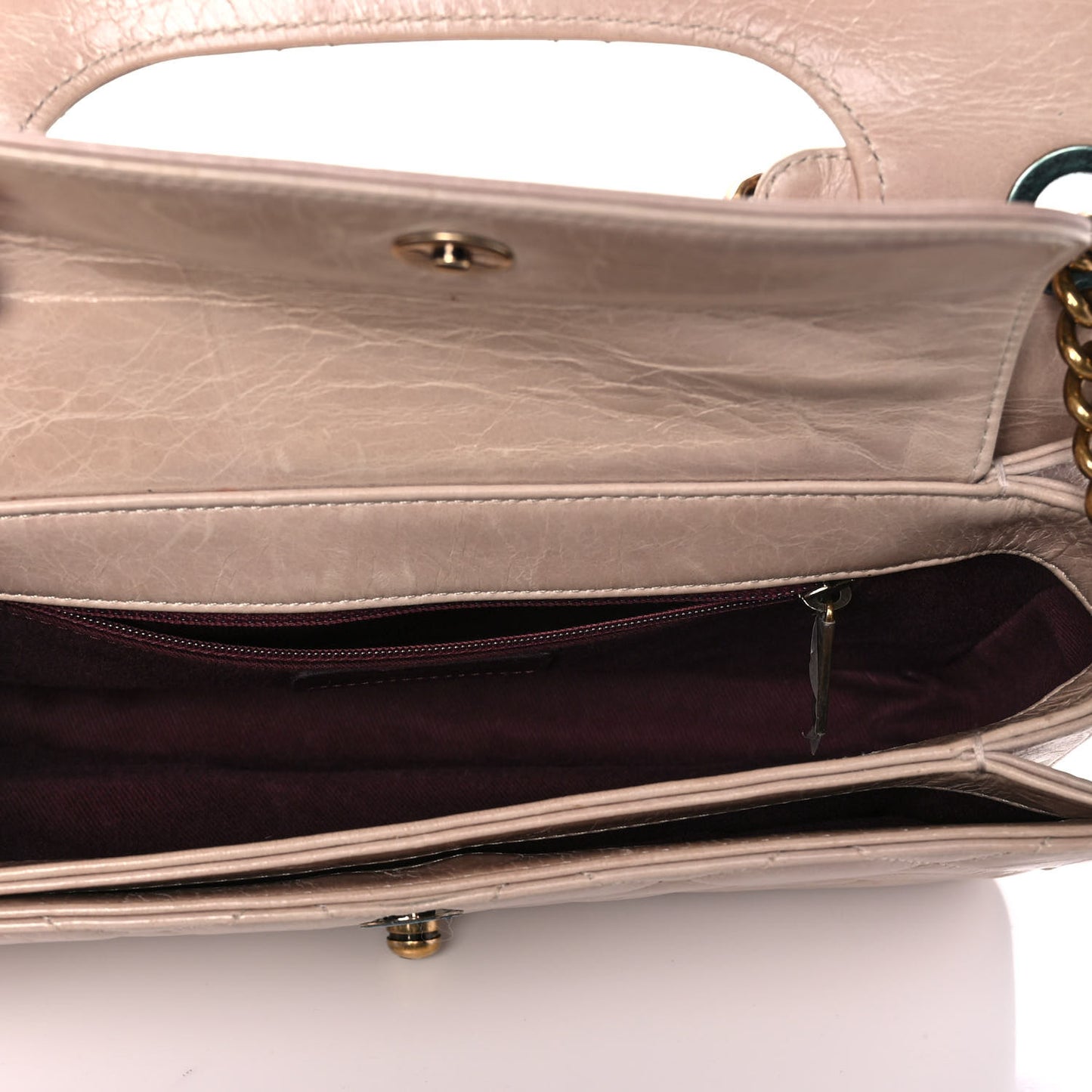 Glazed Calfskin Medium Perfect Edge Flap Light Pink
