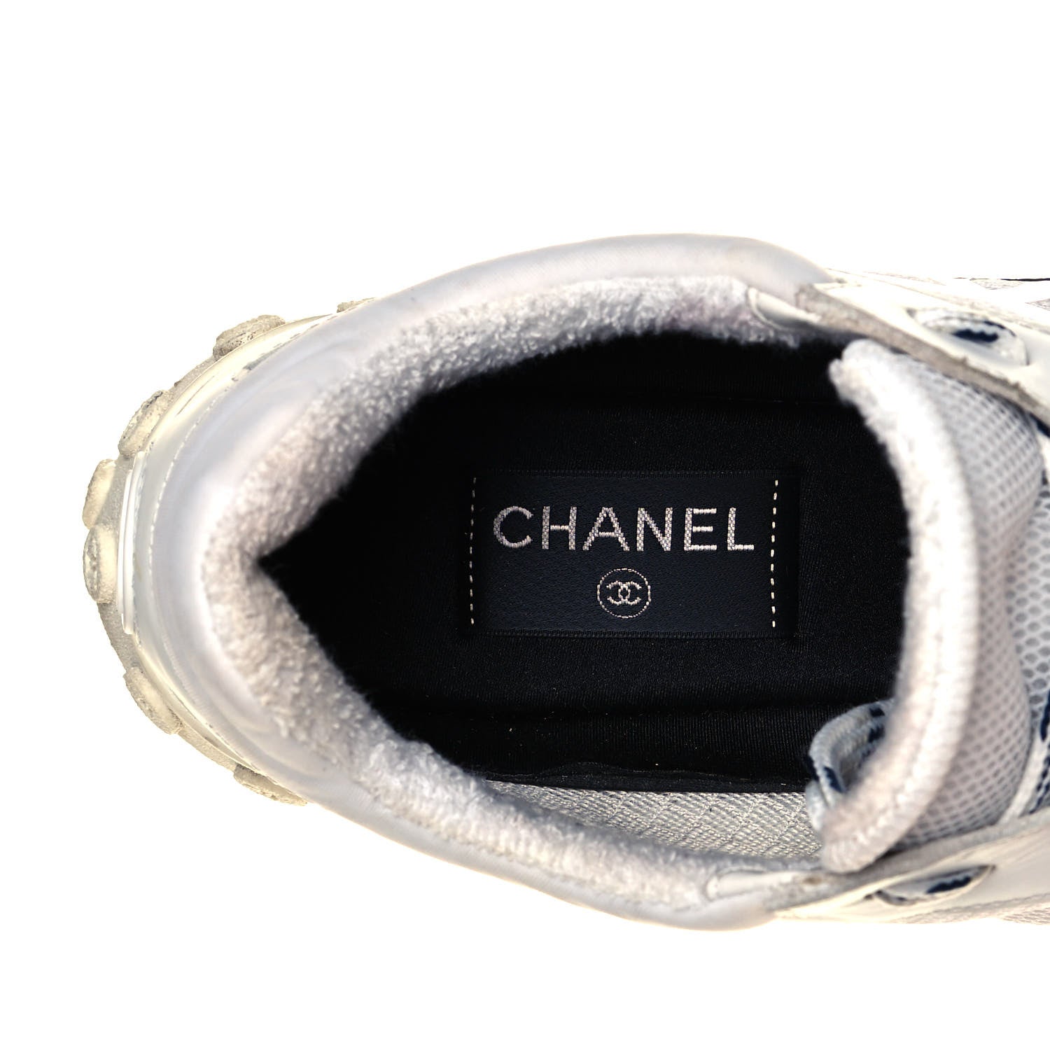 Chanel Calfskin Mesh Lycra Womens Logo Sneakers 39 White 7 of 7