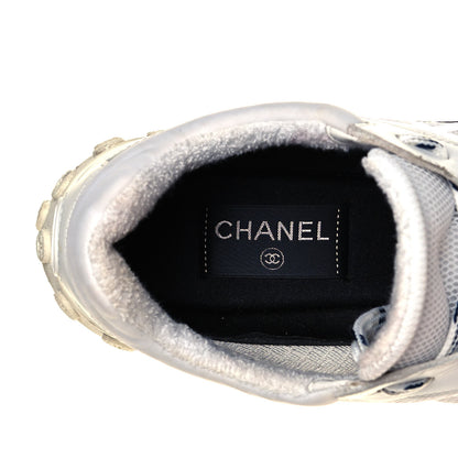 Chanel Calfskin Mesh Lycra Womens Logo Sneakers 39 White 7 of 7