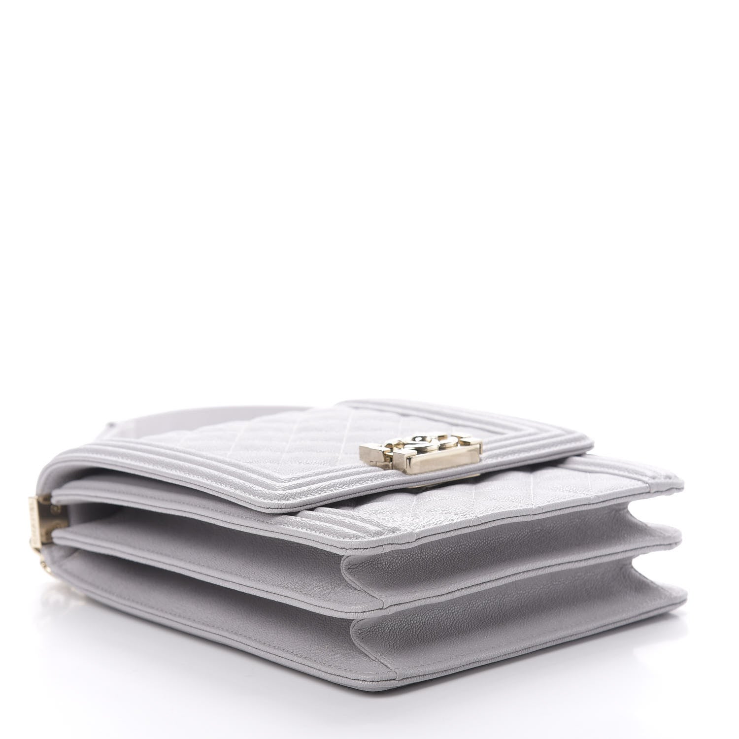 Chanel Caviar Quilted North South Boy Flap Light Grey 4 of 11