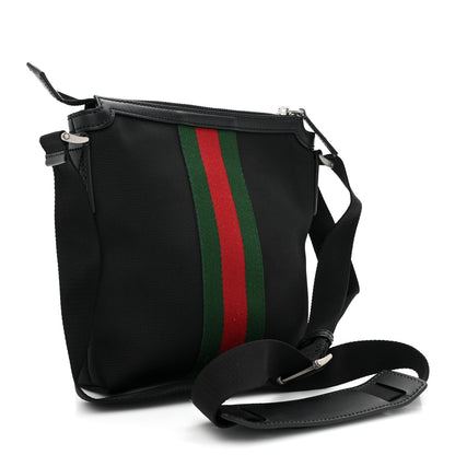 Gucci Techno Canvas Selleria Calfskin Web Small Flat Messenger Bag Black 3 of 9