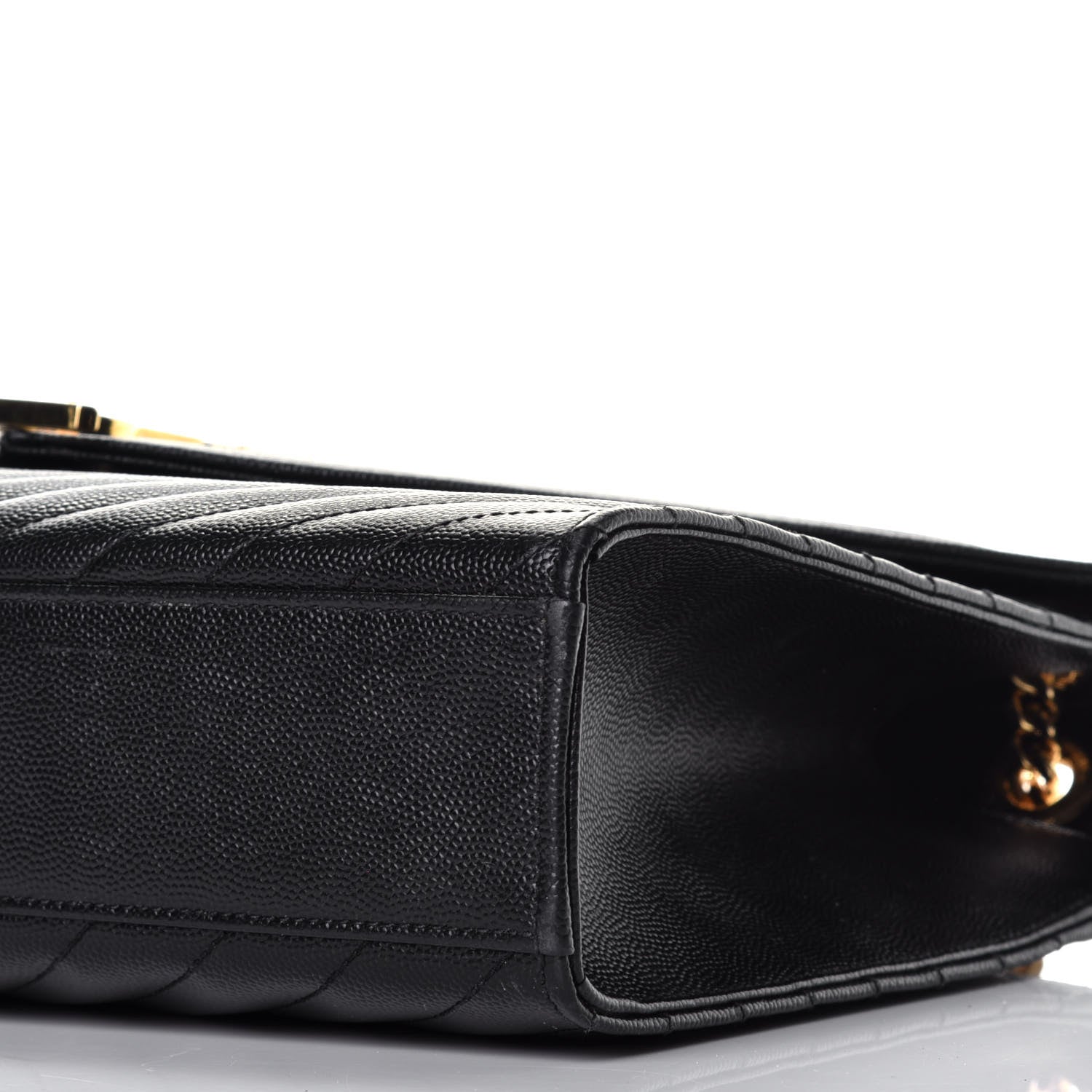 Saint Laurent Grain De Poudre Matelasse Chevron Large Monogram Satchel Black 9 of 9