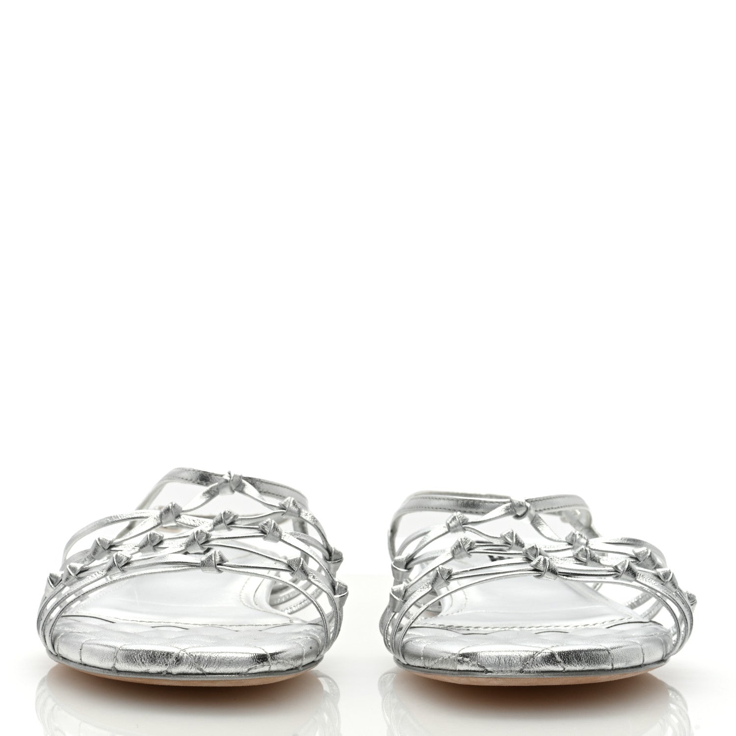 Chanel Laminated Lambskin CC Sandals 38 Silver 2 of 7