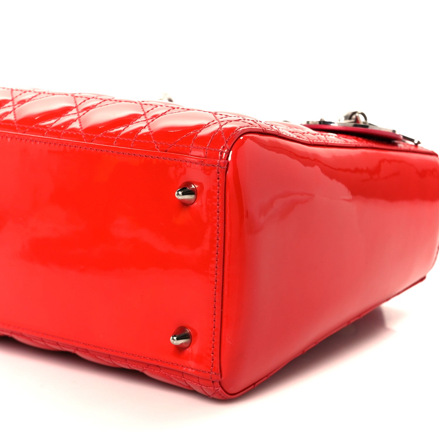 Christian Dior Patent Cannage Whipstitch Medium Lady Dior Red 10 of 11
