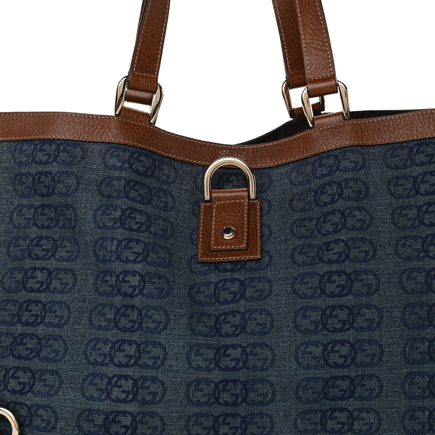 Gucci Denim GG Large Abbey Tote Blue 8 of 10