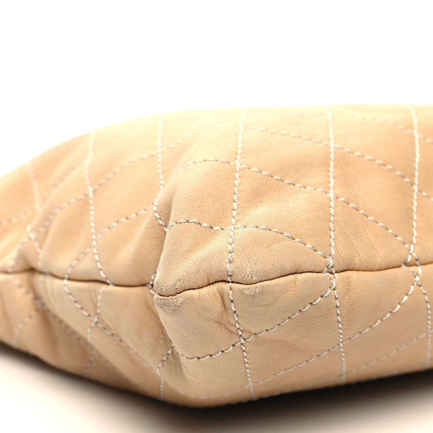 Lambskin Quilted Shopping Tote Beige