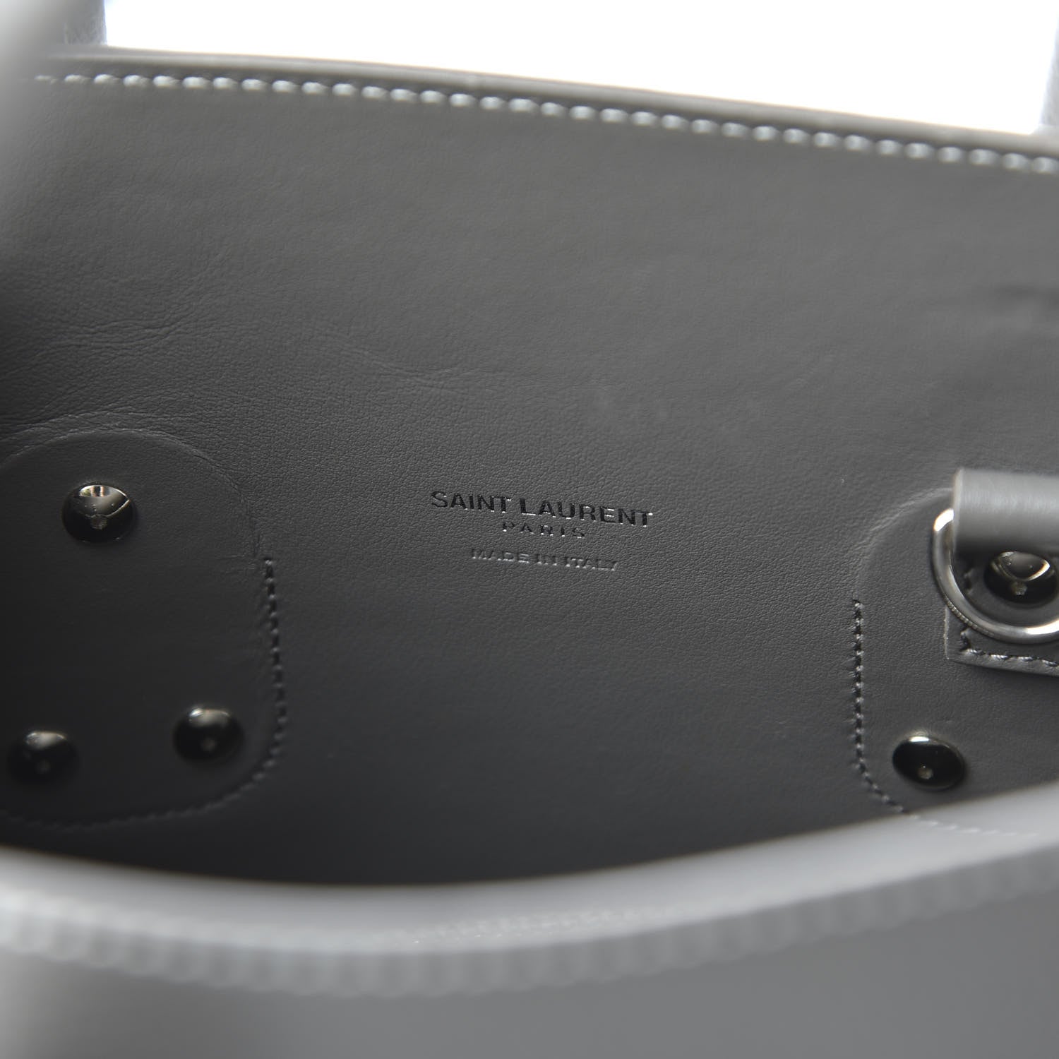 Saint Laurent Grained Calfskin Topstitch Small Sac De Jour Grey 12 of 13