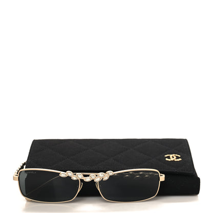Chanel Metal Crystal Sparkling Wheat Rectangle Sunglasses 71584 Gold 7 of 7