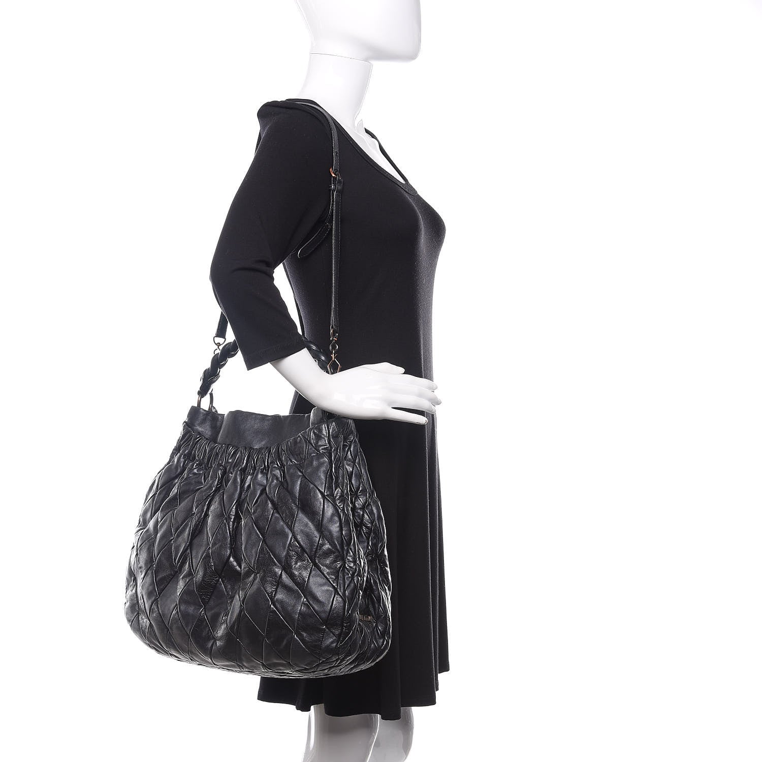 Miu Miu Nappa Matelasse Tote Black 2 of 10