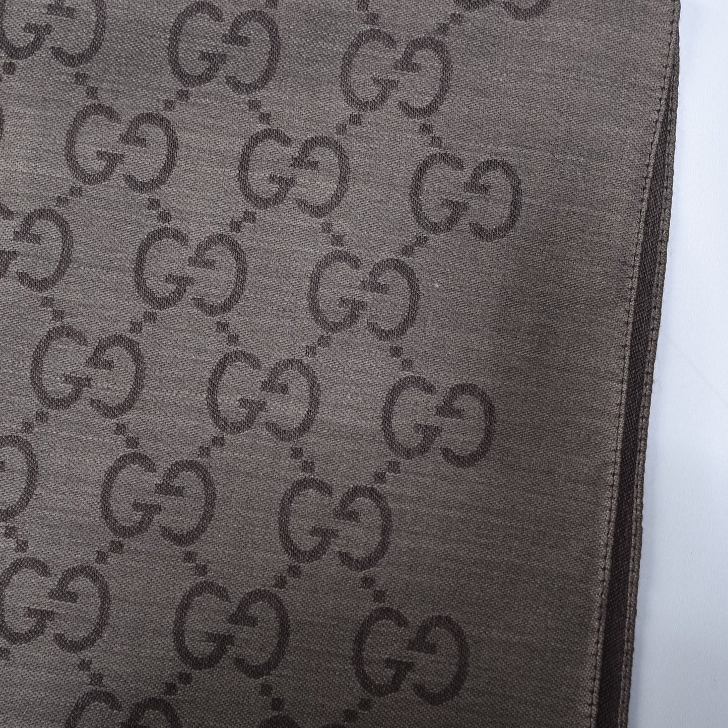 Wool Silk GG Monogram GGNat Scarf Rope Dark Brown