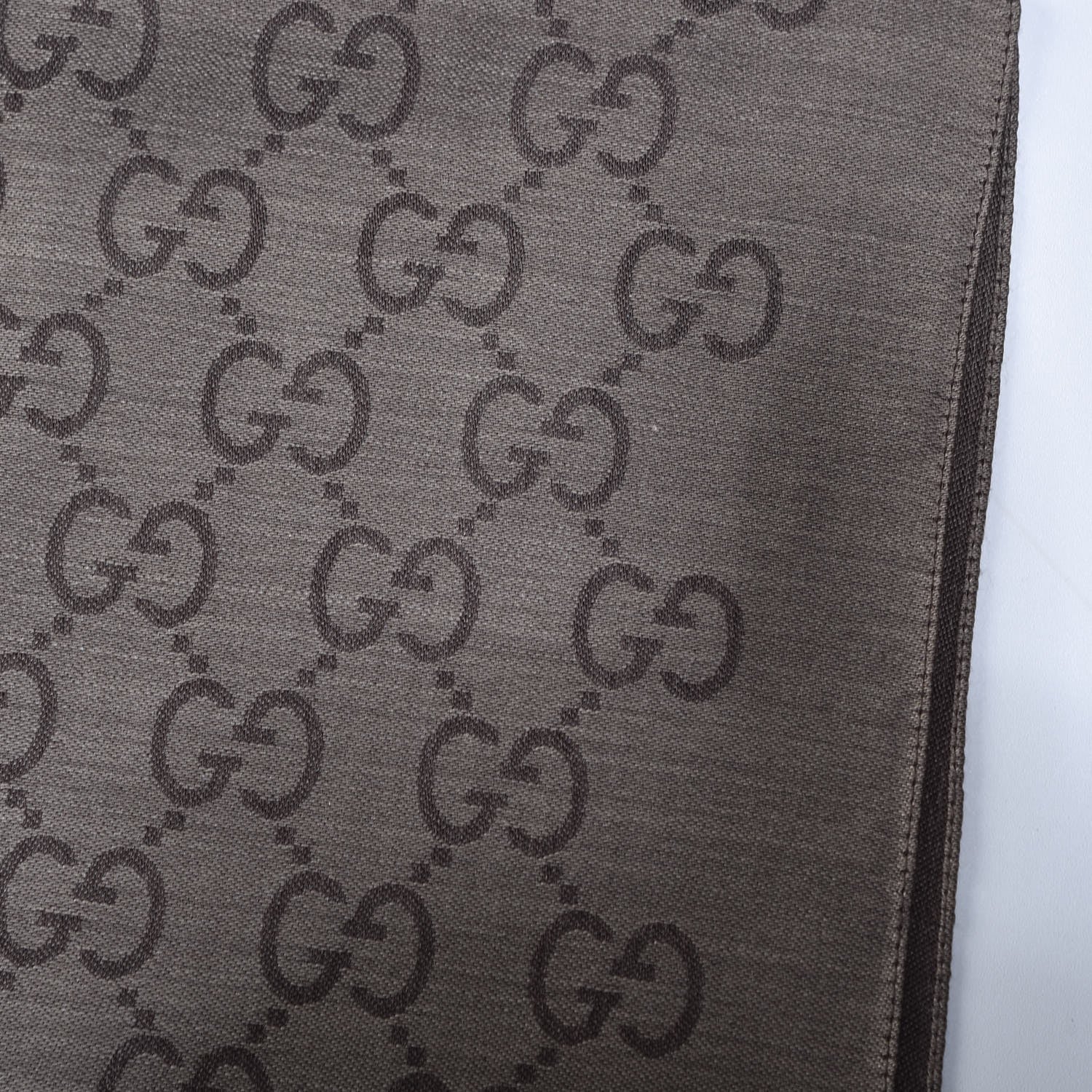 Gucci Wool Silk GG Monogram GGNat Scarf Rope Dark Brown 7 of 10