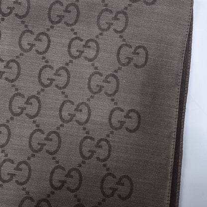 Gucci Wool Silk GG Monogram GGNat Scarf Rope Dark Brown 7 of 10