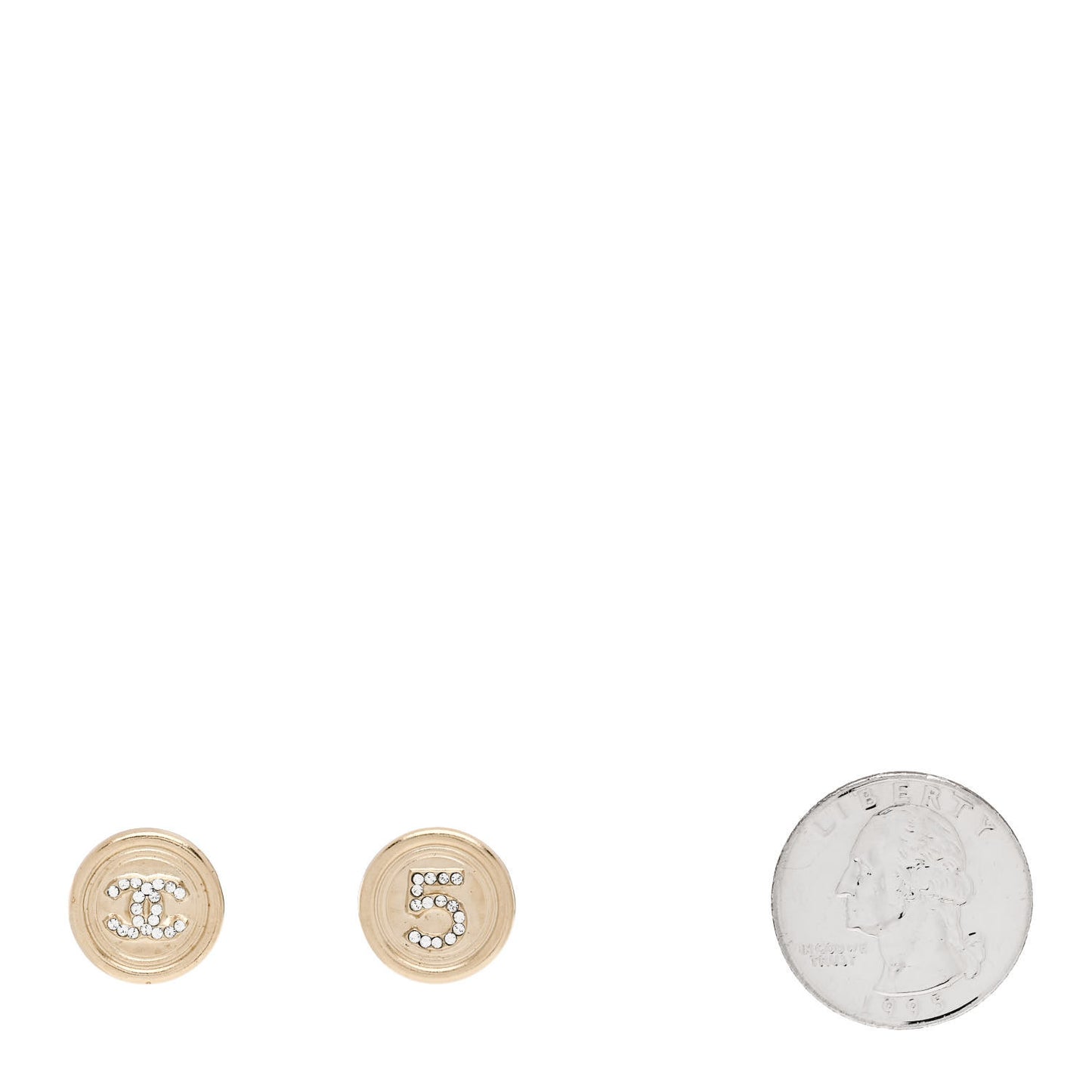 Crystal CC No 5 Round Earrings Gold