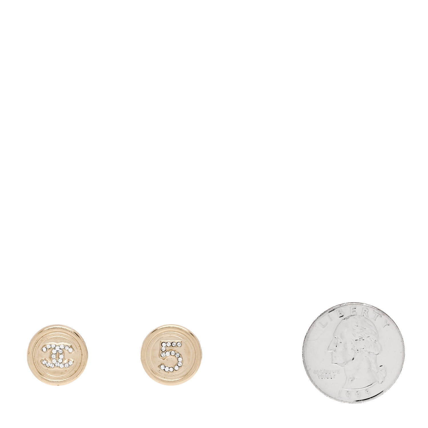 Chanel Crystal CC No 5 Round Earrings Gold 2 of 5