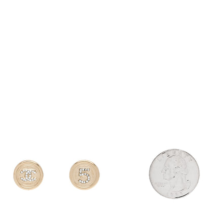 Chanel Crystal CC No 5 Round Earrings Gold 2 of 5