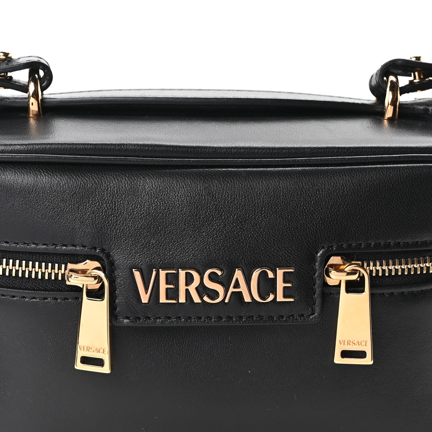 Versace Lambskin Tag Vanity Bag Black 1938940 – FASHIONPHILE