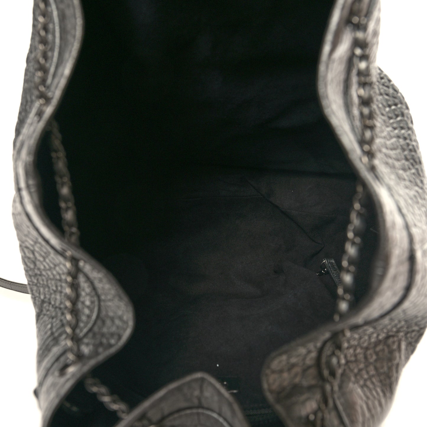 Metallic Calfskin Crocodile Embossed Large Backpack Silver