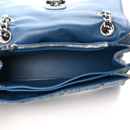Balenciaga Washed Denim Quilted Small Crush Chain Bag Denim Blue 6 of 11
