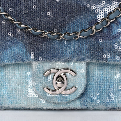 Chanel Sequin Mini Waterfall Flap Light Blue 8 of 10