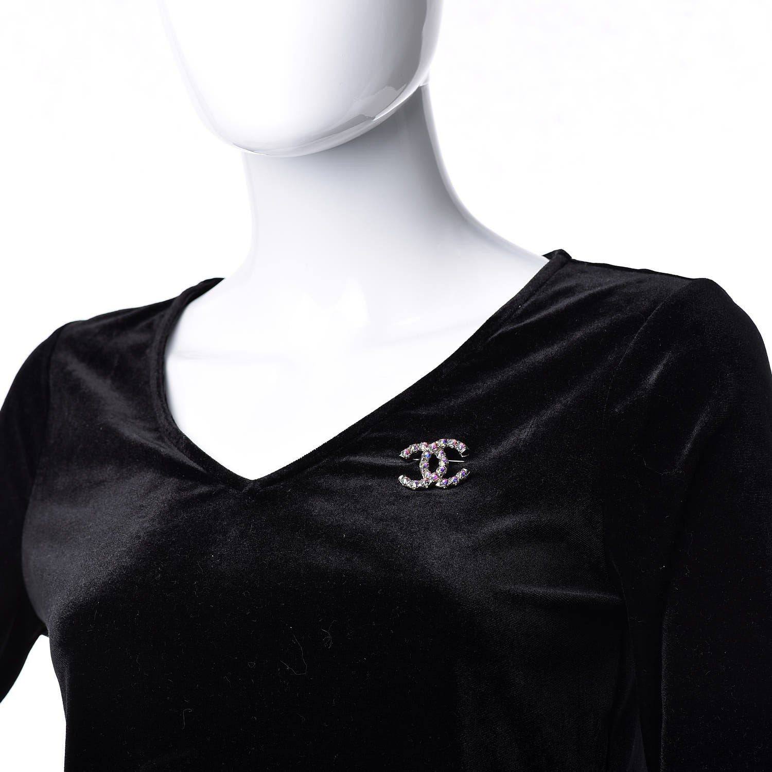 Chanel Ruthenium Crystal CC Brooch Iridescent 2 of 5
