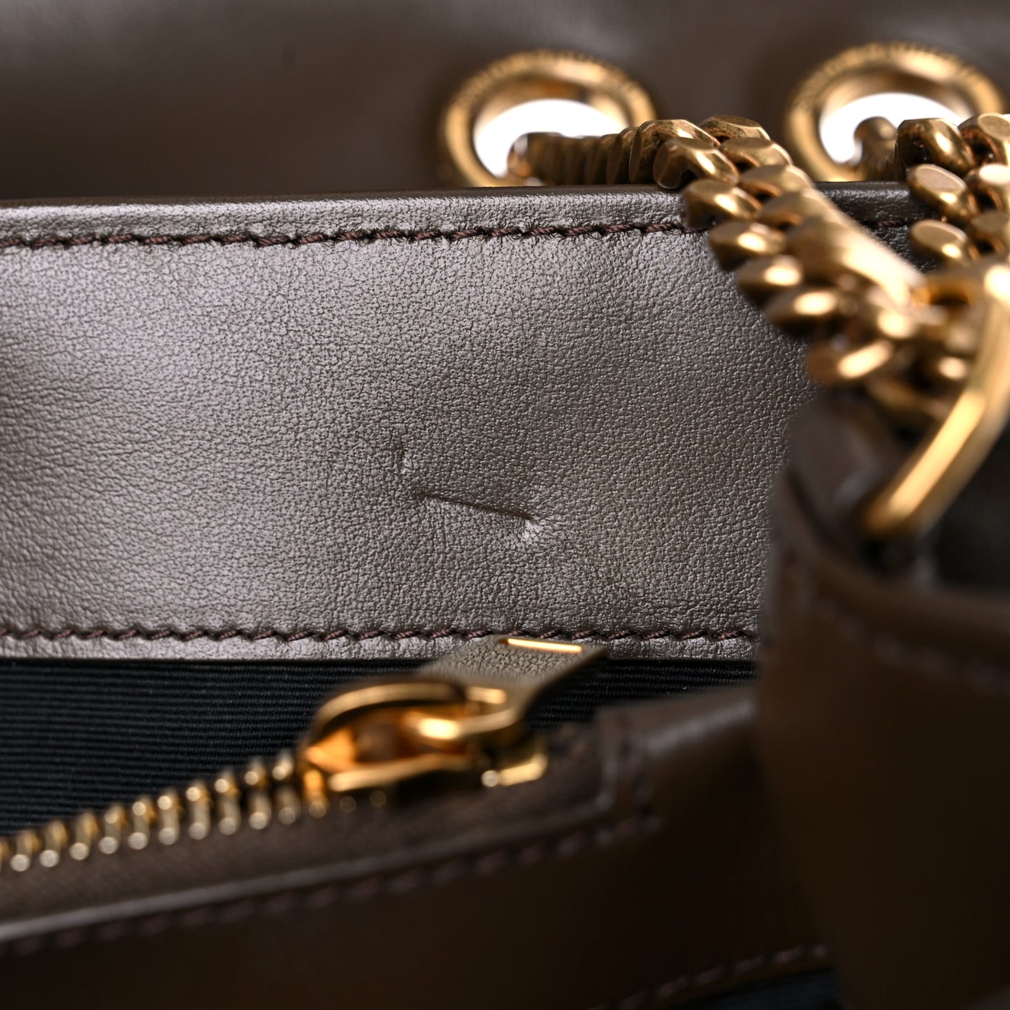 Calfskin Y Quilted Monogram Medium Loulou Chain Satchel Soil Brown