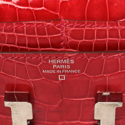 Hermes Shiny Alligator Constance Short Wallet Geranium 6 of 7