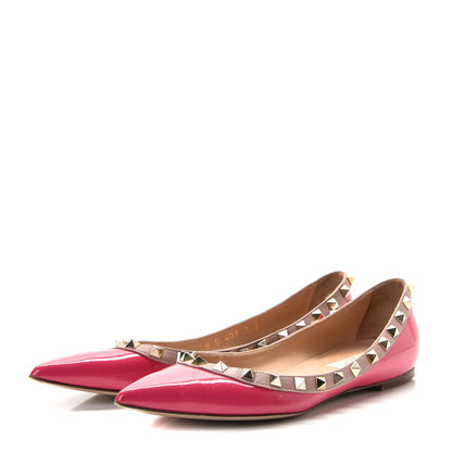 Valentino Garavani Patent Nappa Rockstud Ballerina Flats 37 Framboise Poudre 2 of 15