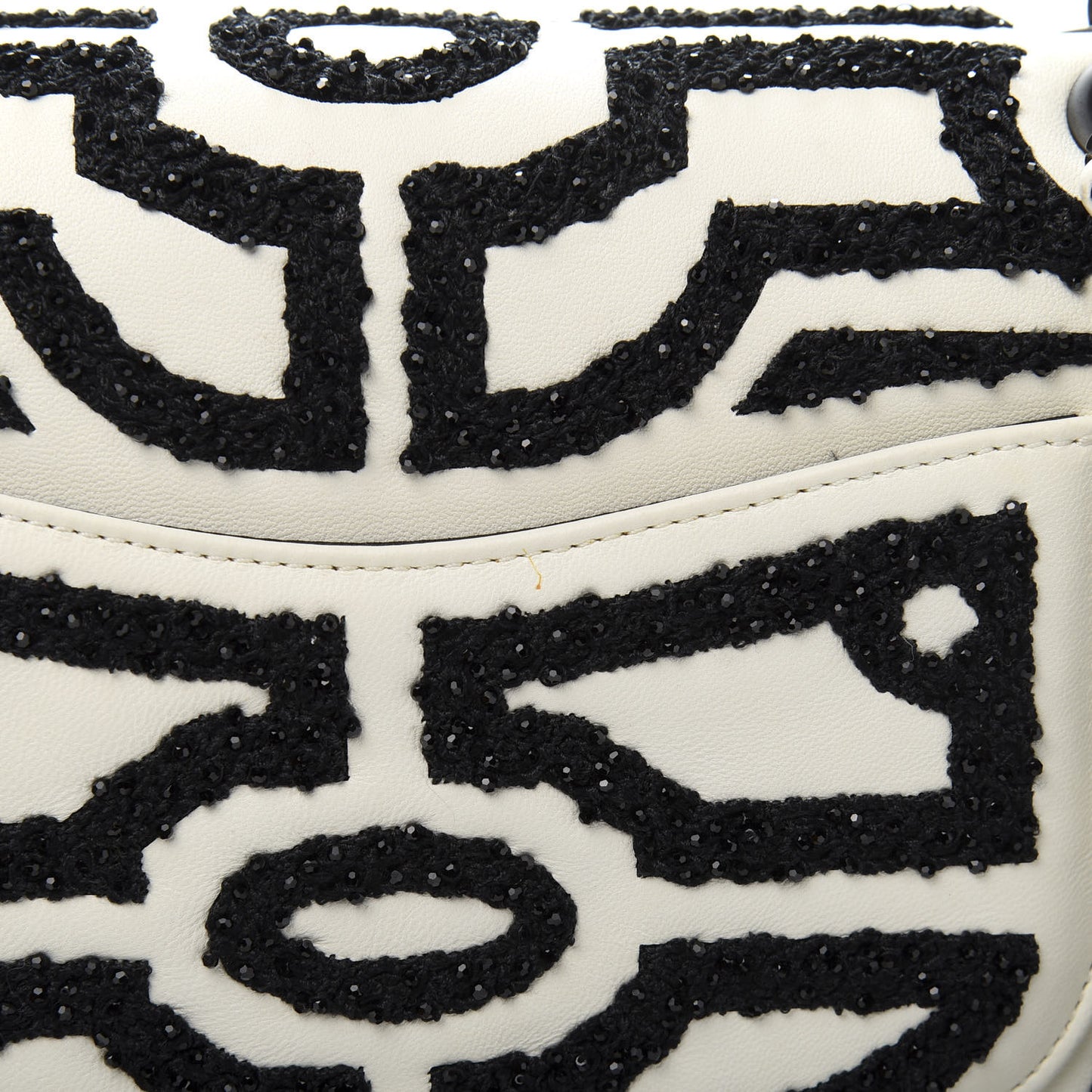 Lambskin Crystal Embroidered Medium Garden Of Versailles Double Flap Black White
