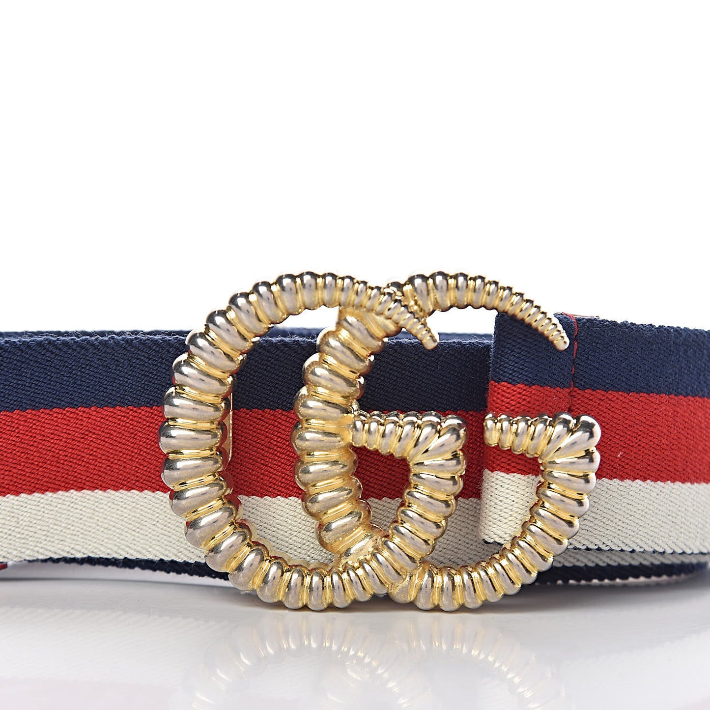 Canvas Torchon Double G Sylvie Web Belt 80 32 Red White Blue