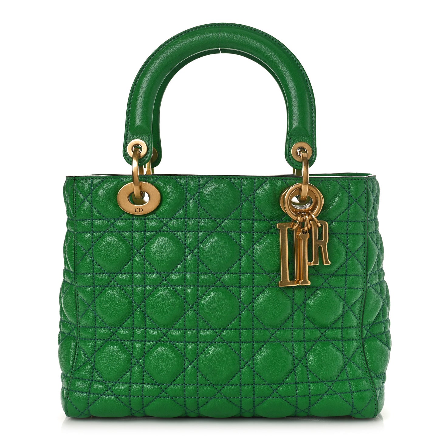 Grained Calfskin Cannage Medium Lady Dior Green