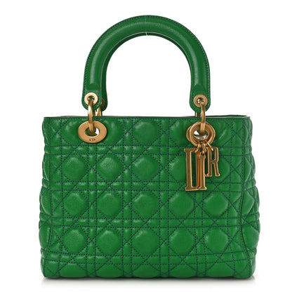 Christian Dior Grained Calfskin Cannage Medium Lady Dior Green 1 of 8