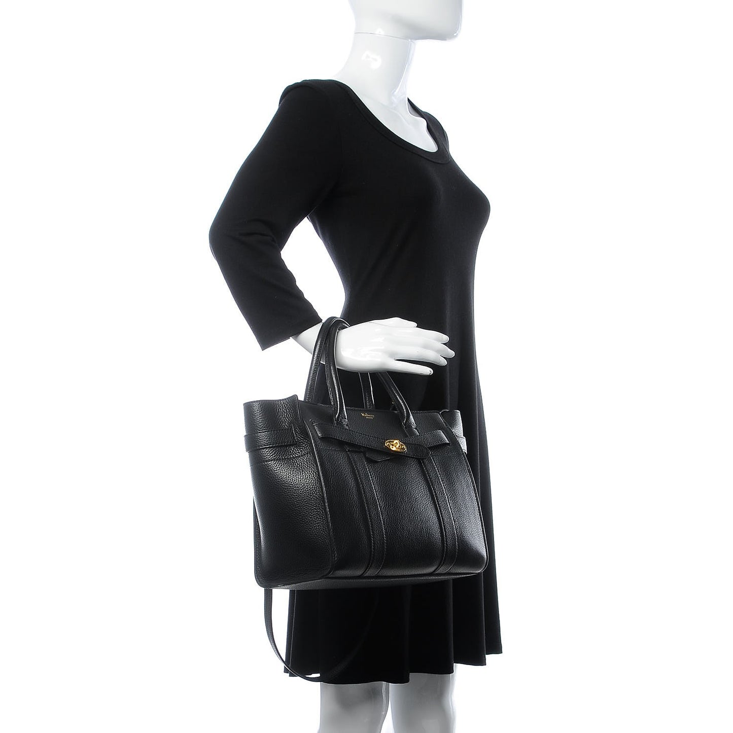 Classic Grain Small Bayswater Zip Tote Black