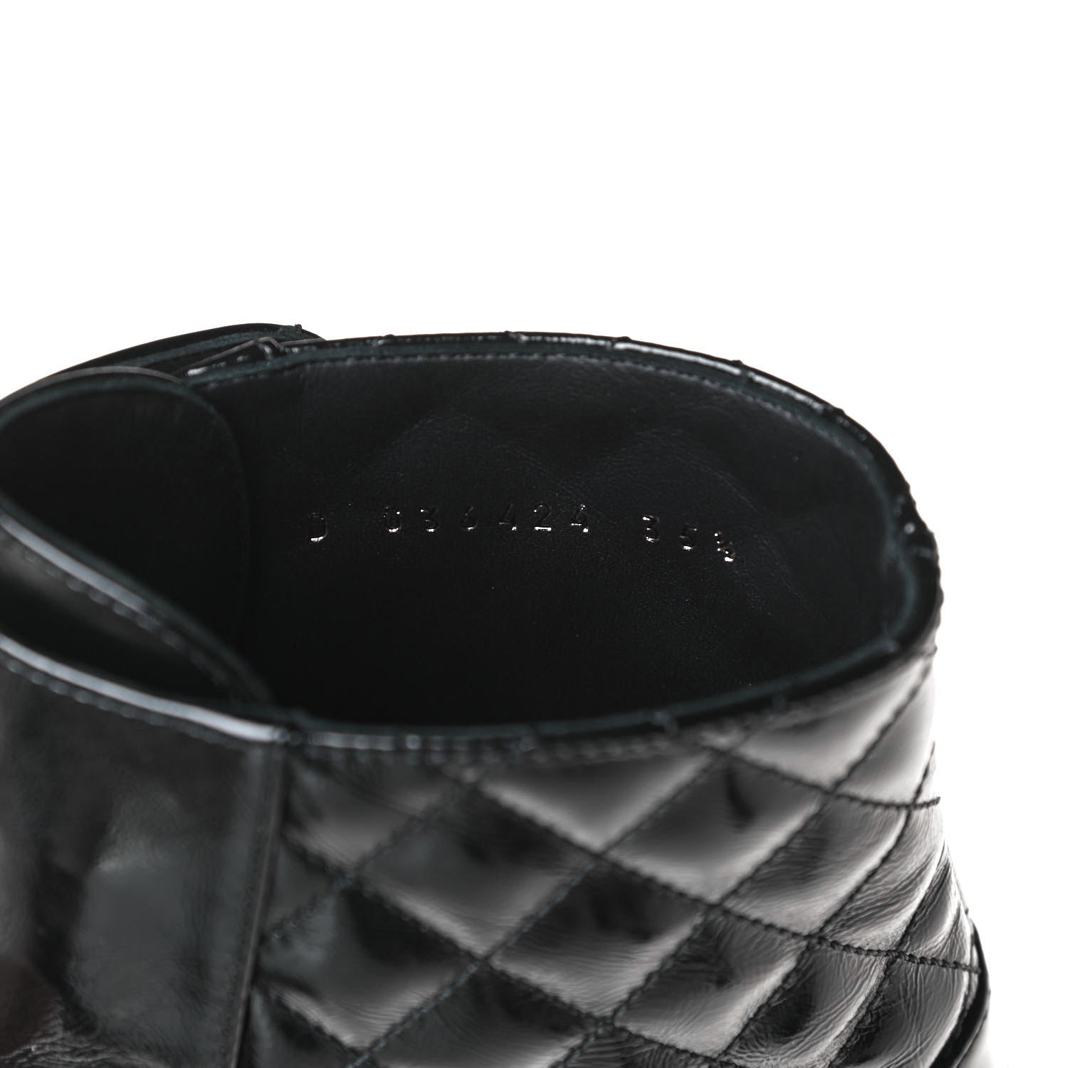 Chanel Shiny Calfskin Quilted Lace Up Combat Boots 35.5 Black 7 of 13