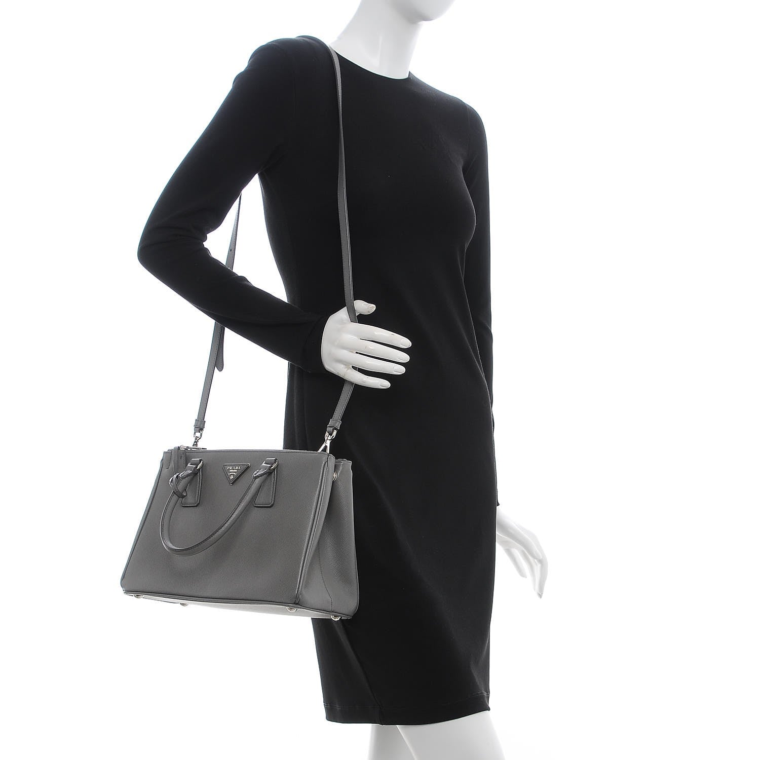 Prada Saffiano Small Galleria Double Zip Tote Marmo 2 of 6