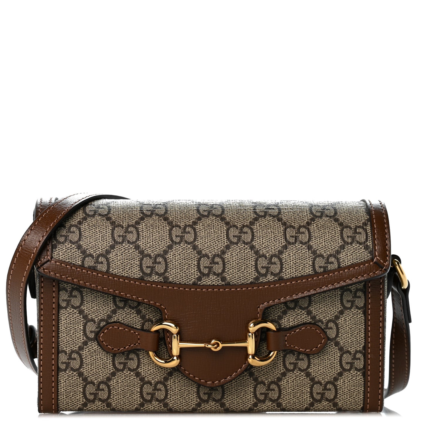 GG Supreme Monogram Mini Horsebit 1955 Shoulder Bag Beige Brown Sugar