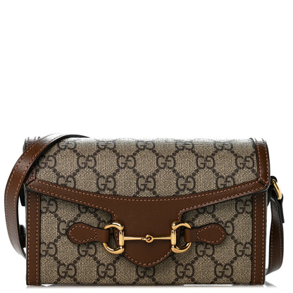 Gucci GG Supreme Monogram Mini Horsebit 1955 Shoulder Bag Beige Brown Sugar 1 of 12